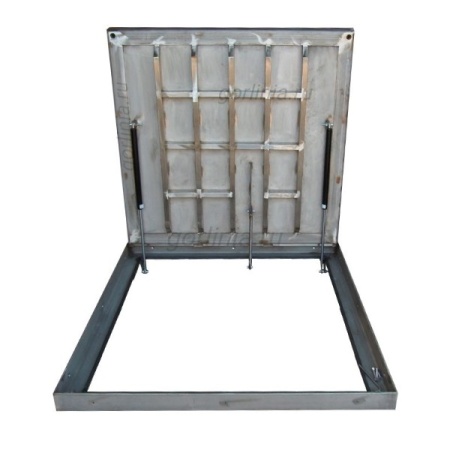 Люк под брусчатку Проспект-Н из нержавеющей стали на петлях с газлифтами 2000Н